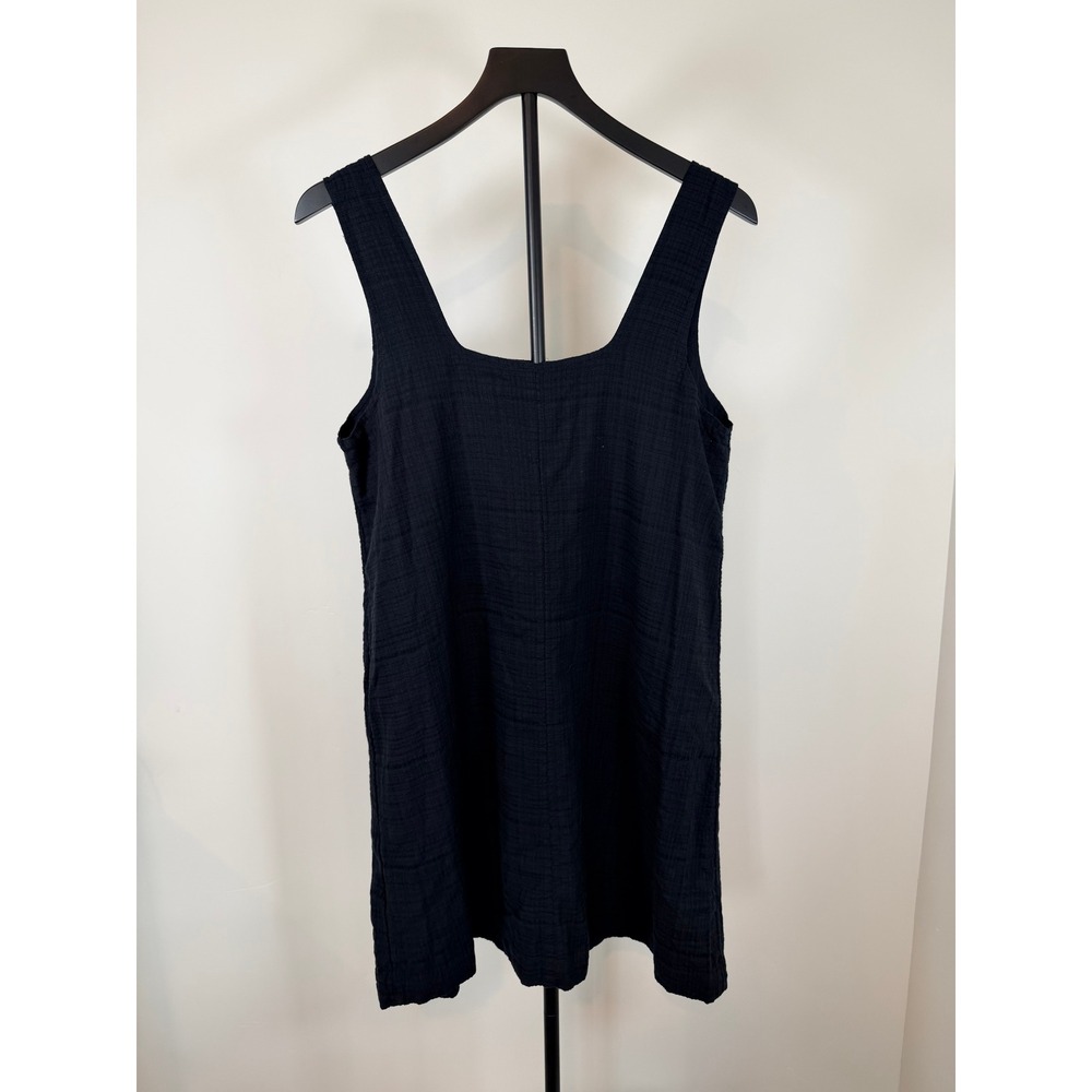 Eddie Bauer Suns Up Gauze Dress Black Cotton Viscose Sleeveless Shift 0243 NEW